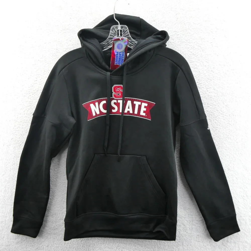 NC State Wolfpack Hoodie Womens‎ Small Black Pullover Adidas Sweatshirt Top New